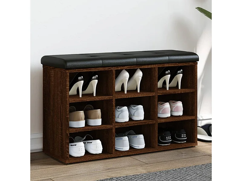 Schoenenbank bruin eikenhout 82x32x50 cm Bewerkt hout
