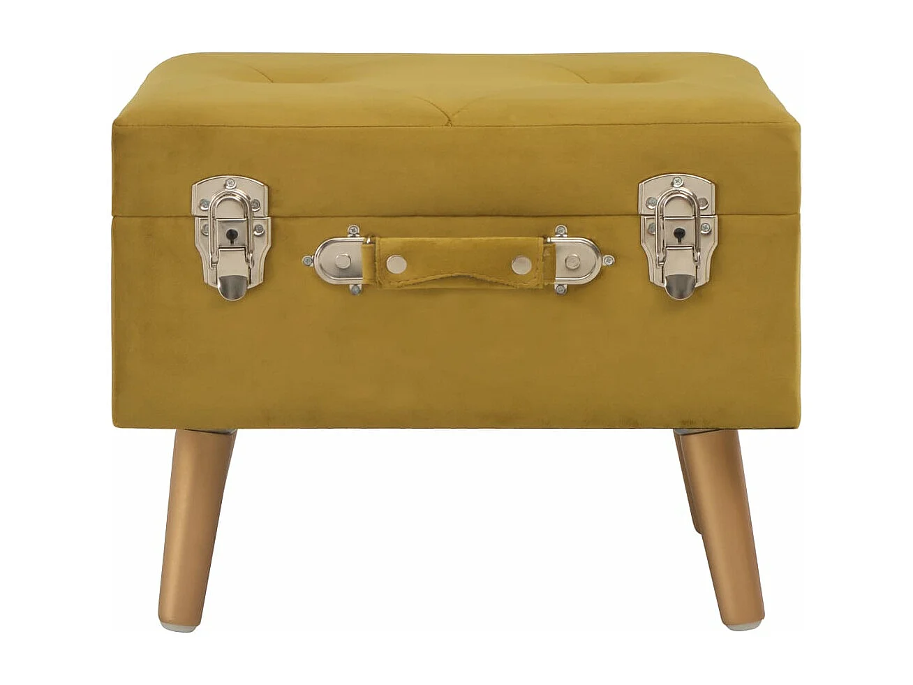 Tabouret de rangement 40 cm Jaune moutarde Velours