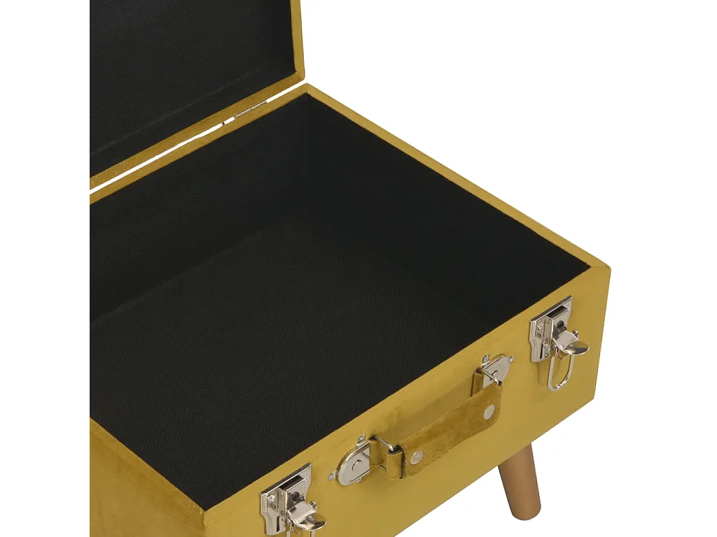 Tabouret de rangement 40 cm Jaune moutarde Velours