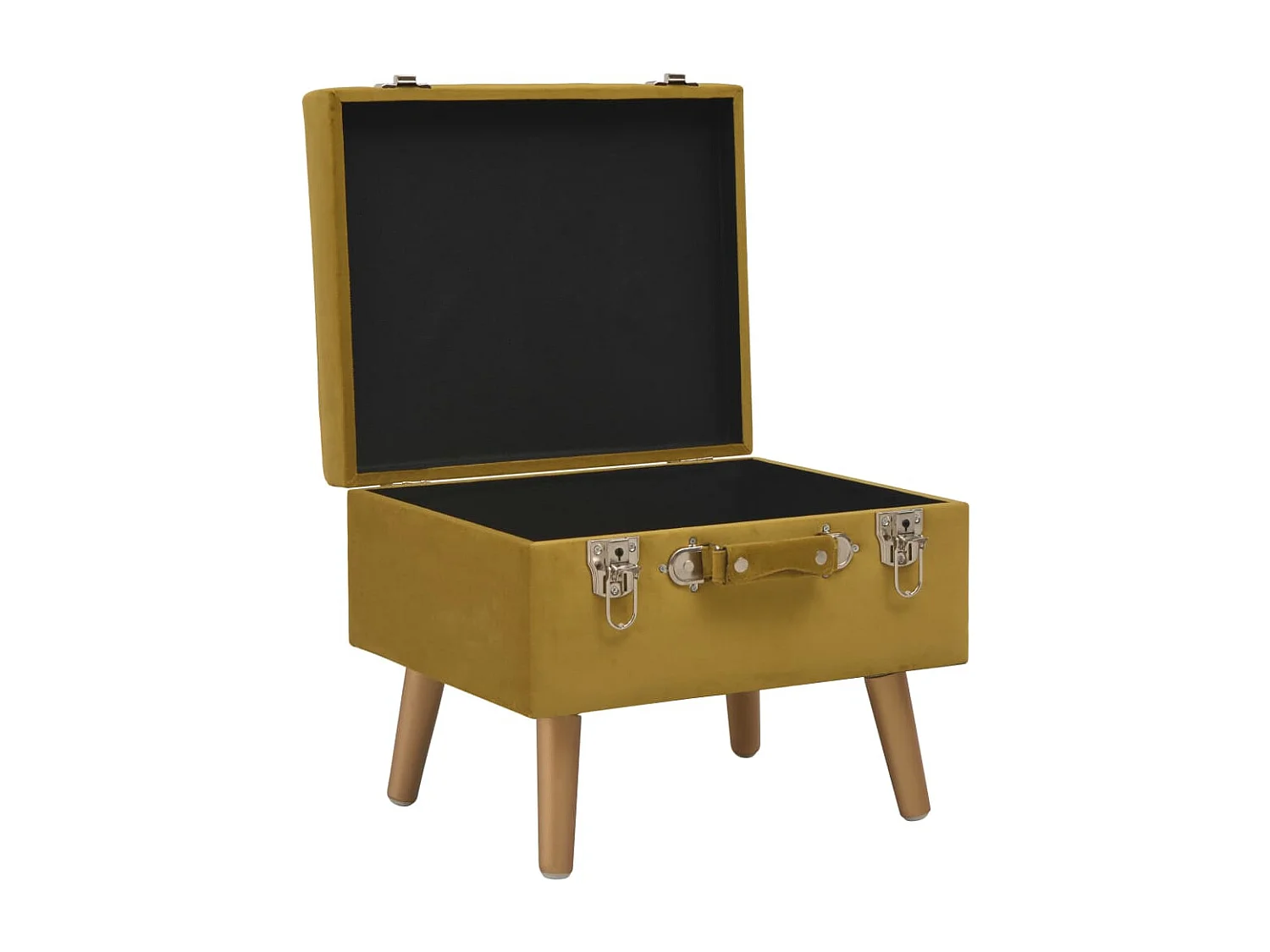 Tabouret de rangement 40 cm Jaune moutarde Velours