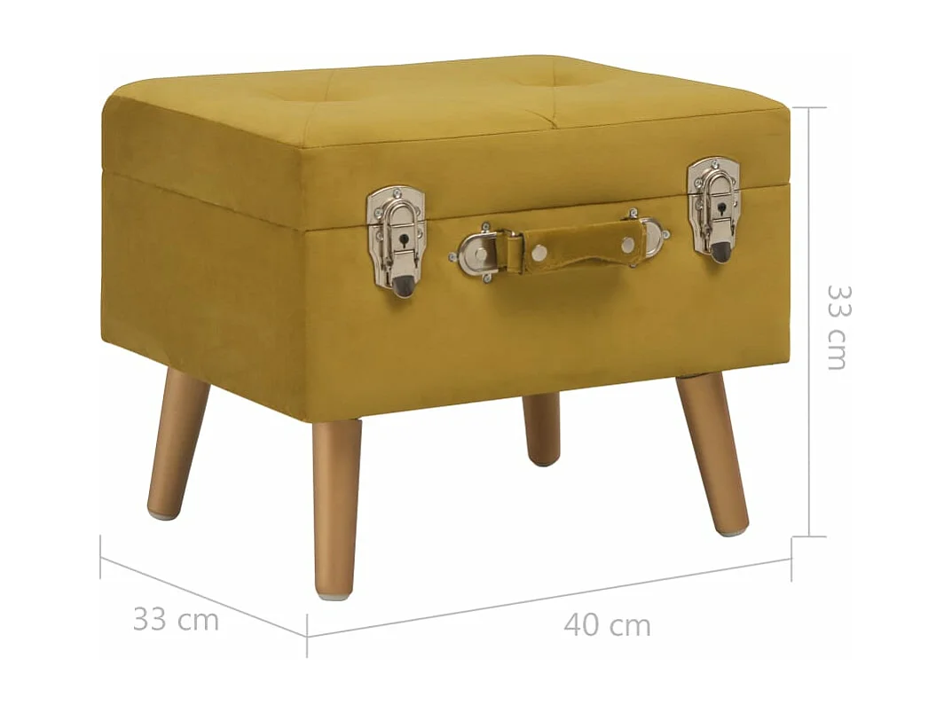 Tabouret de rangement 40 cm Jaune moutarde Velours