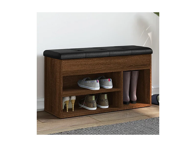 Schuhbank aus brauner Eiche, 82 x 32 x 45,5 cm, Holzwerkstoff