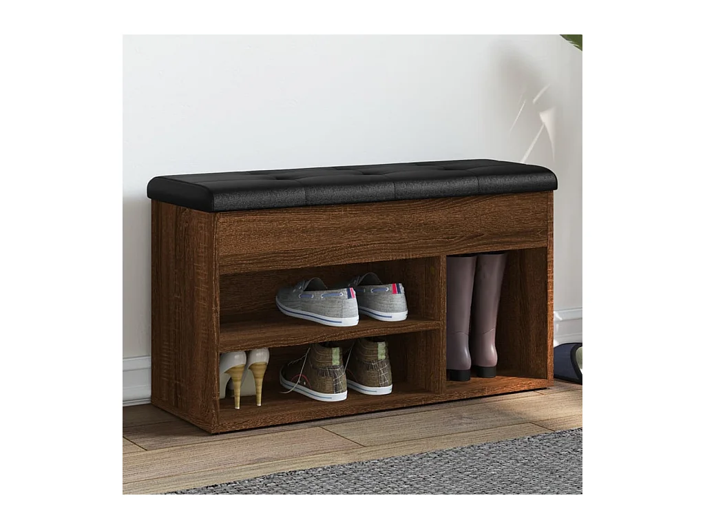 Banco zapatero roble marrón 82x32x45,5 cm madera contrachapada