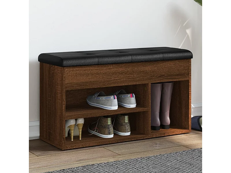 Bruin eiken schoenenbank 82x32x45,5 cm samengesteld hout
