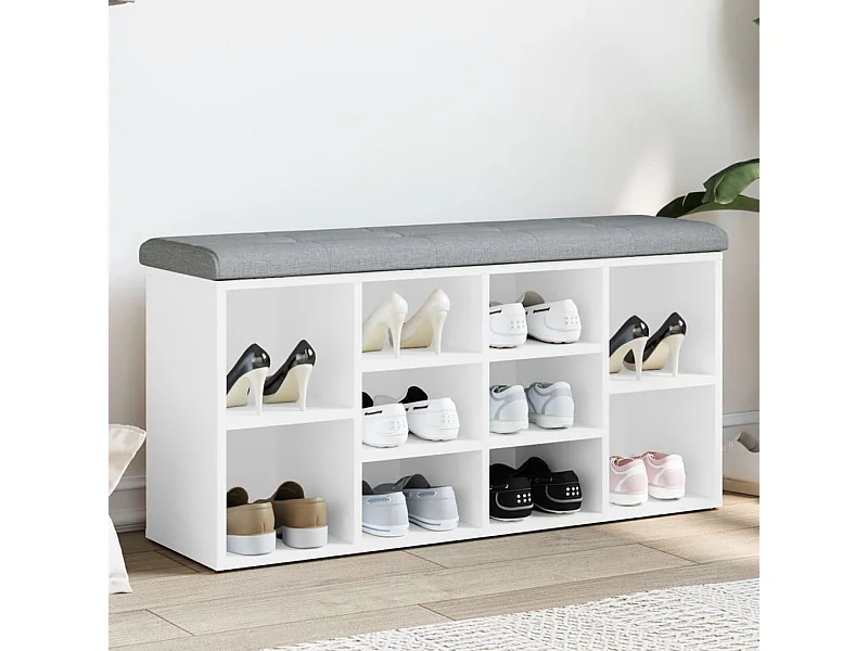 Banc à chaussures blanc 102x32x50 cm bois d'ingénierie