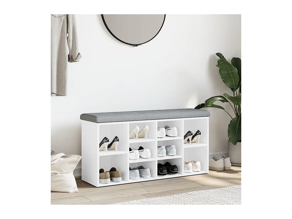 Banc à chaussures blanc 102x32x50 cm bois d'ingénierie