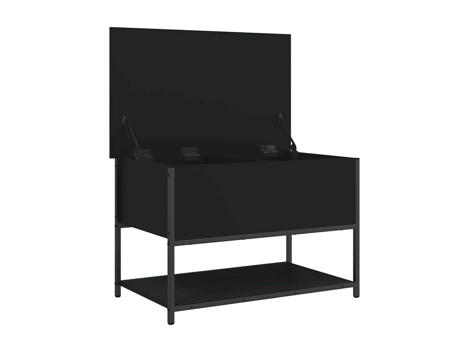 Panca portaoggetti nera 70x42,5x47 cm in derivati del legno