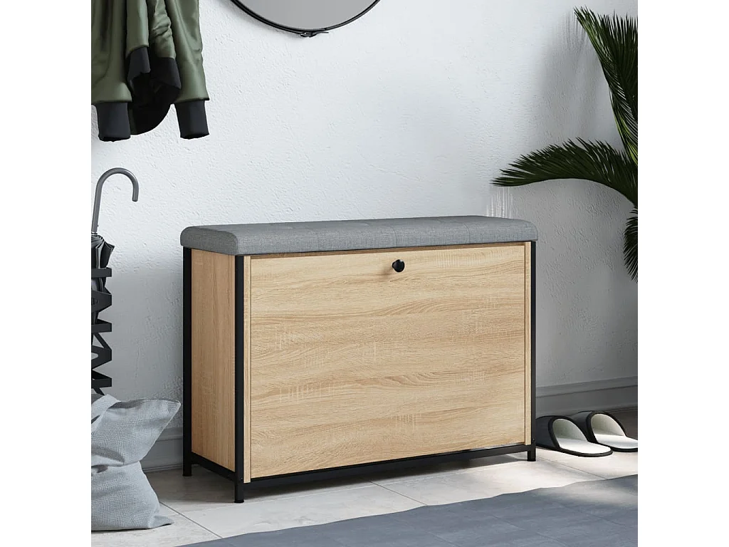 Banc à chaussures tiroir rabattable chêne sonoma 82x32x56 cm