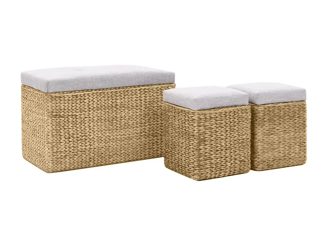 Panca con 2 pouf Giacinto d'acqua Grigio