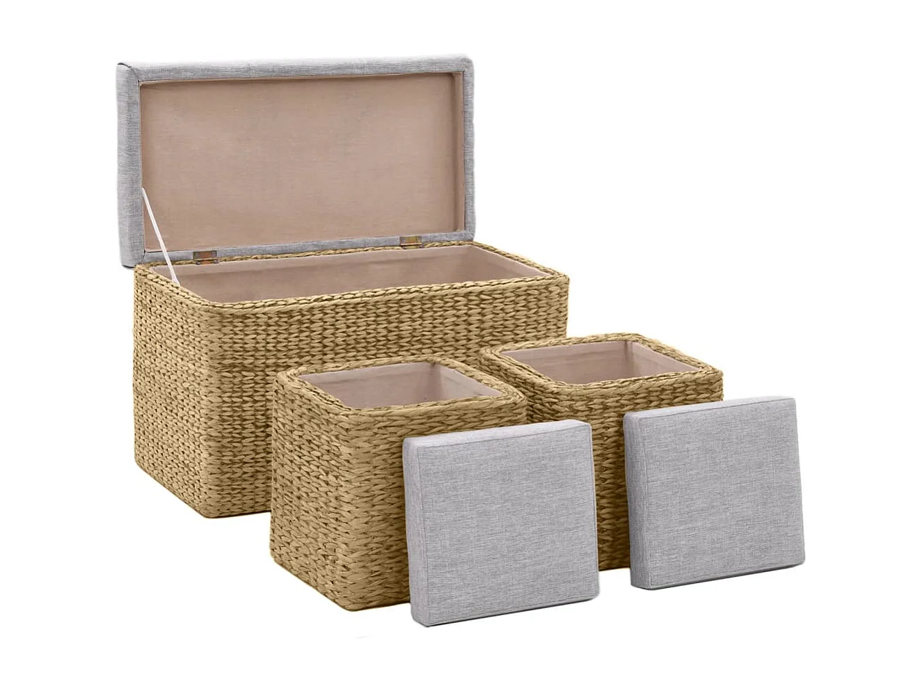 Panca con 2 pouf Giacinto d'acqua Grigio