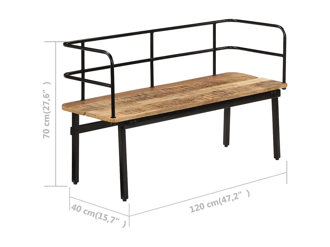 Banc 120 x 40 x 70 cm Bois de manguier massif
