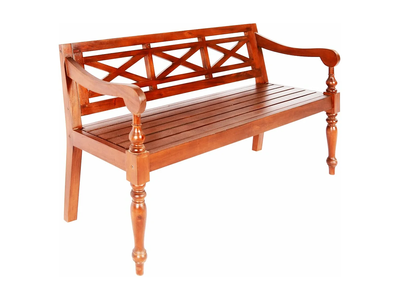 Banco Batavia 123 cm madeira maciça de mogno castanho escuro