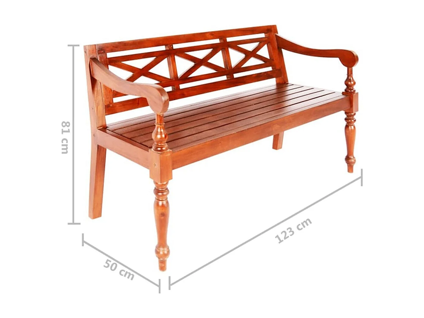 Banc Batavia 123 cm Bois d'acajou massif Marron foncé
