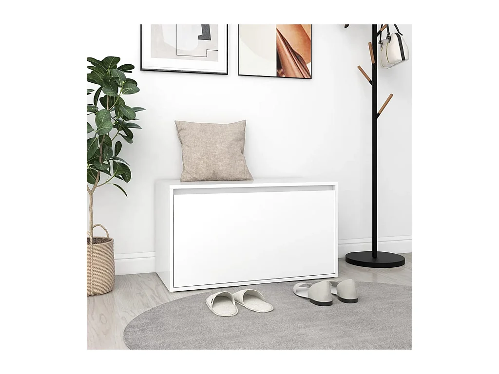 Banc d'entrée 80x40x45 cm Blanc Bois d’ingénierie