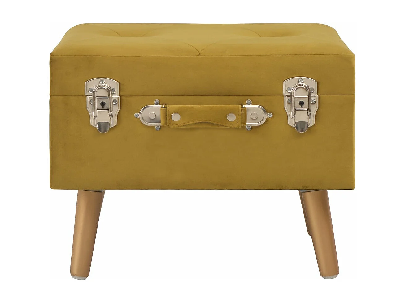 Tabourets de rangement lot de 3 Jaune moutarde Velours