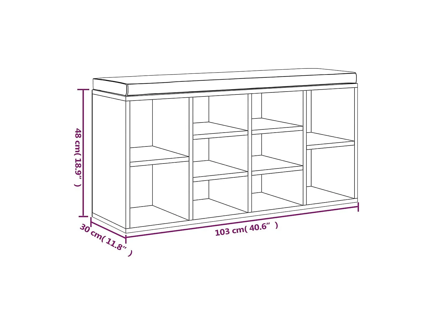 Banc à chaussures Chêne marron 103x30x48 cm Bois d'ingénierie