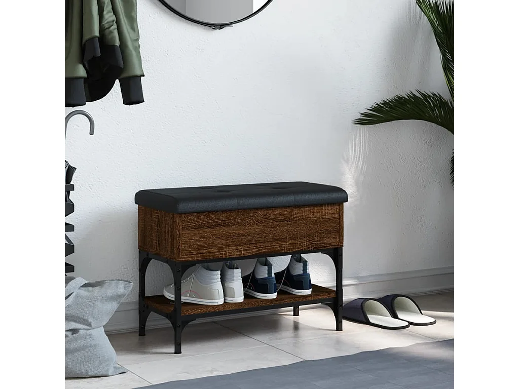 Sapateira de carvalho marrom 62x32x45 cm madeira trabalhada