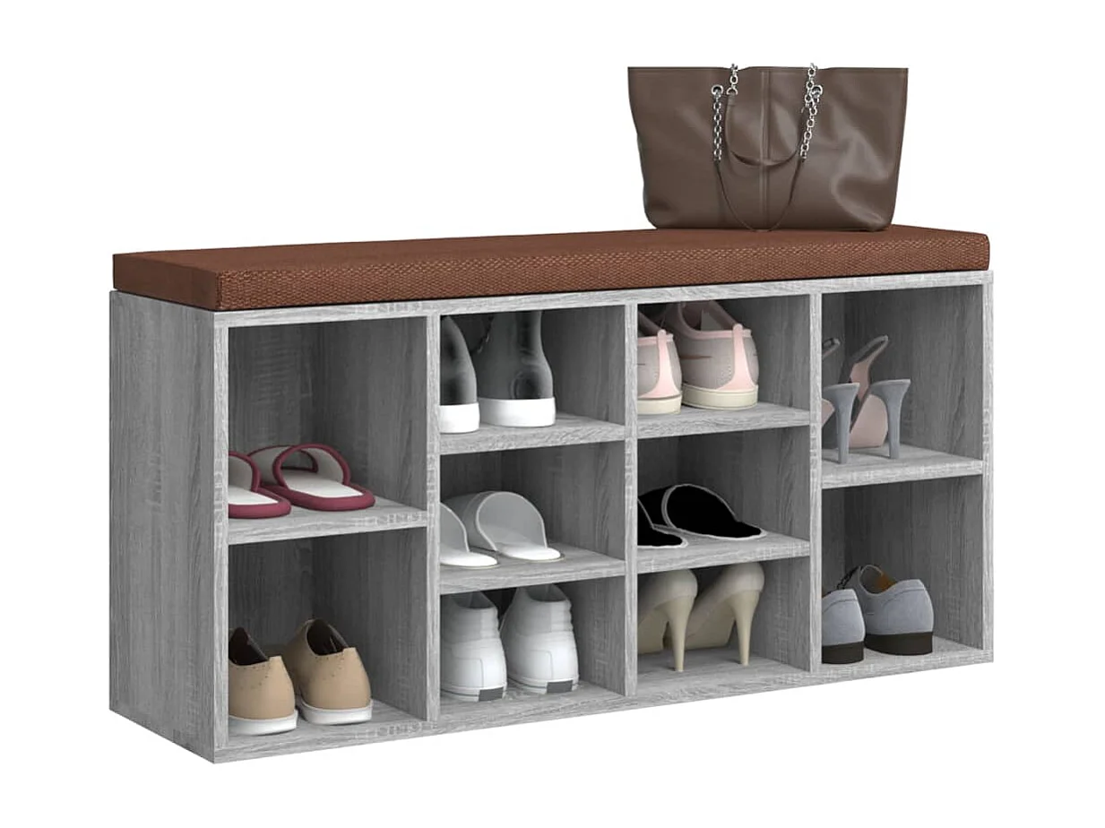 Banc à chaussures Sonoma gris 103x30x48 cm Bois d'ingénierie