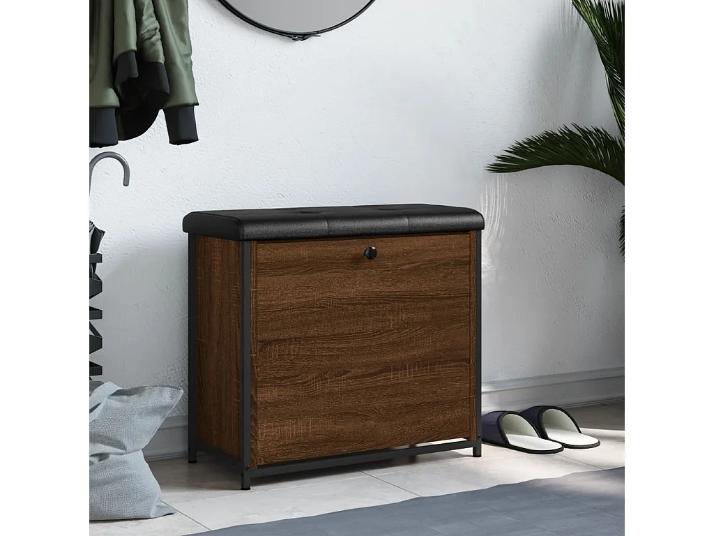 Banc à chaussures avec tiroir rabattable chêne brun 62x32x56 cm