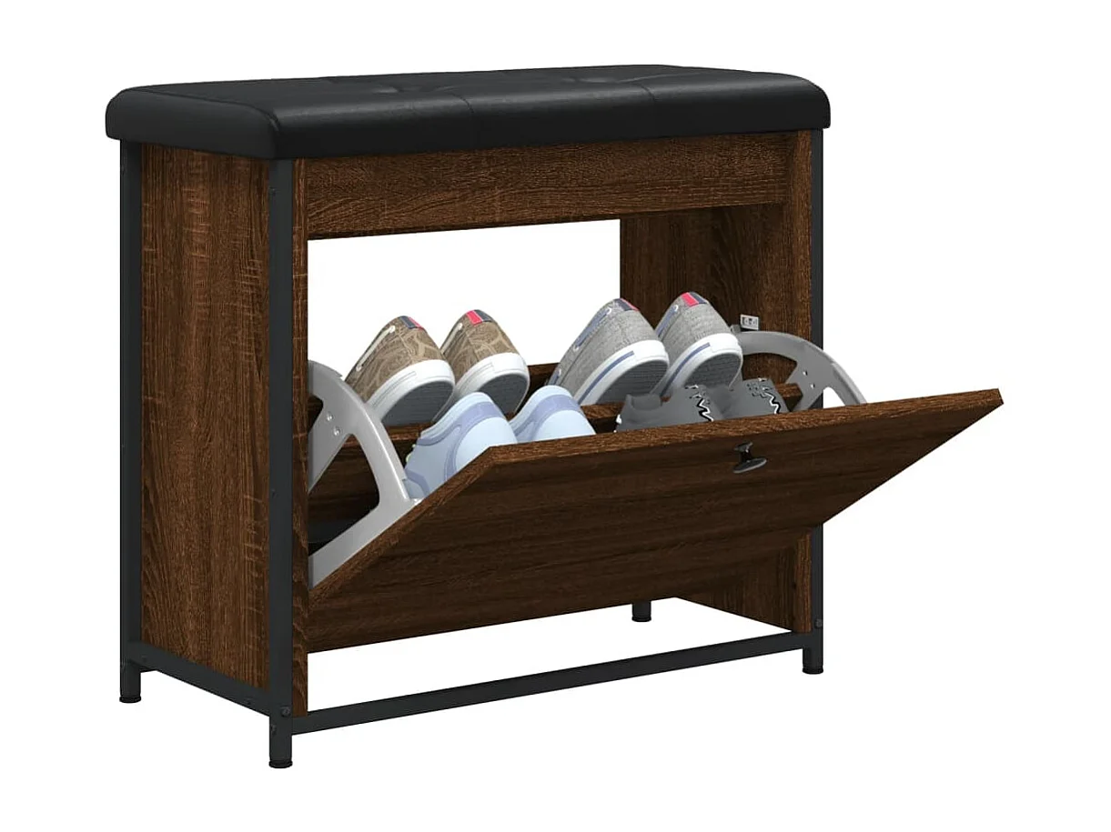 Banc à chaussures avec tiroir rabattable chêne brun 62x32x56 cm