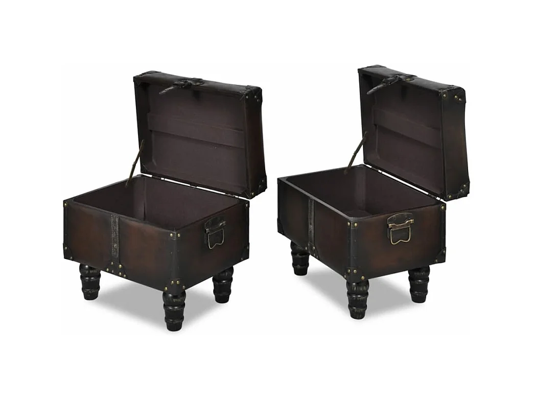 Ensemble de bancs de rangement 3 pcs Marron
