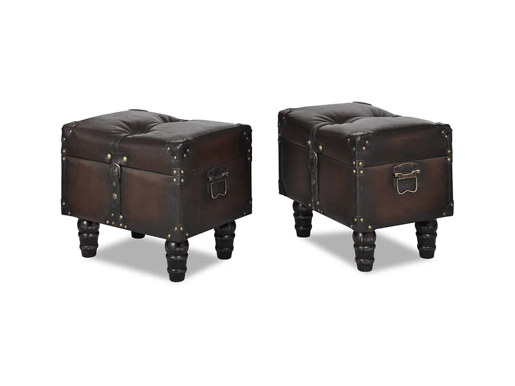 Ensemble de bancs de rangement 3 pcs Marron