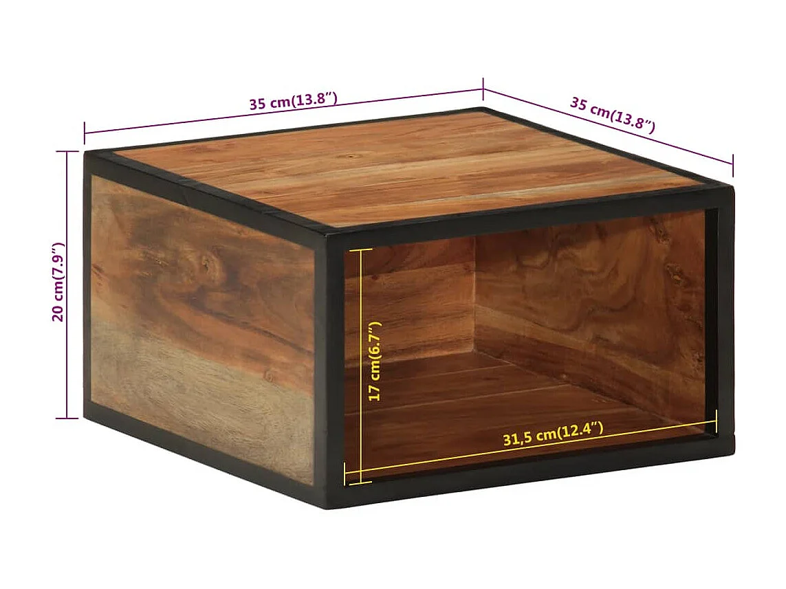 Table de chevet murale 35x35x20 cm bois massif d'acacia