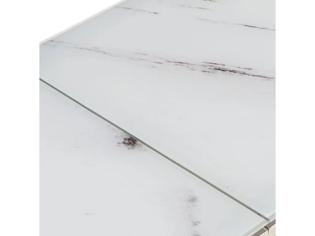 Consoletafel van zilverkleurig roestvrij staal en gehard glas