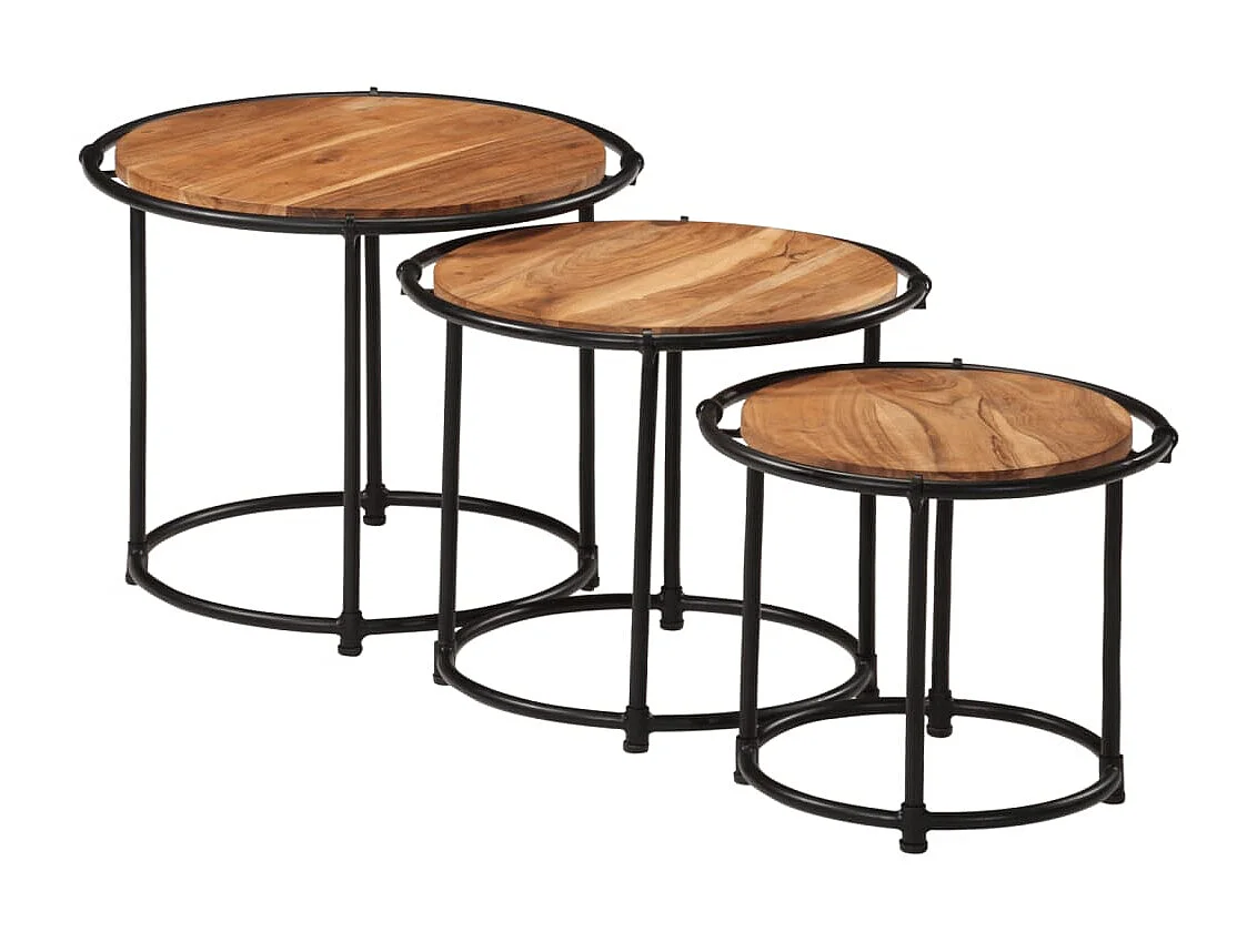 Tables gigognes 3 pcs bois massif d'acacia
