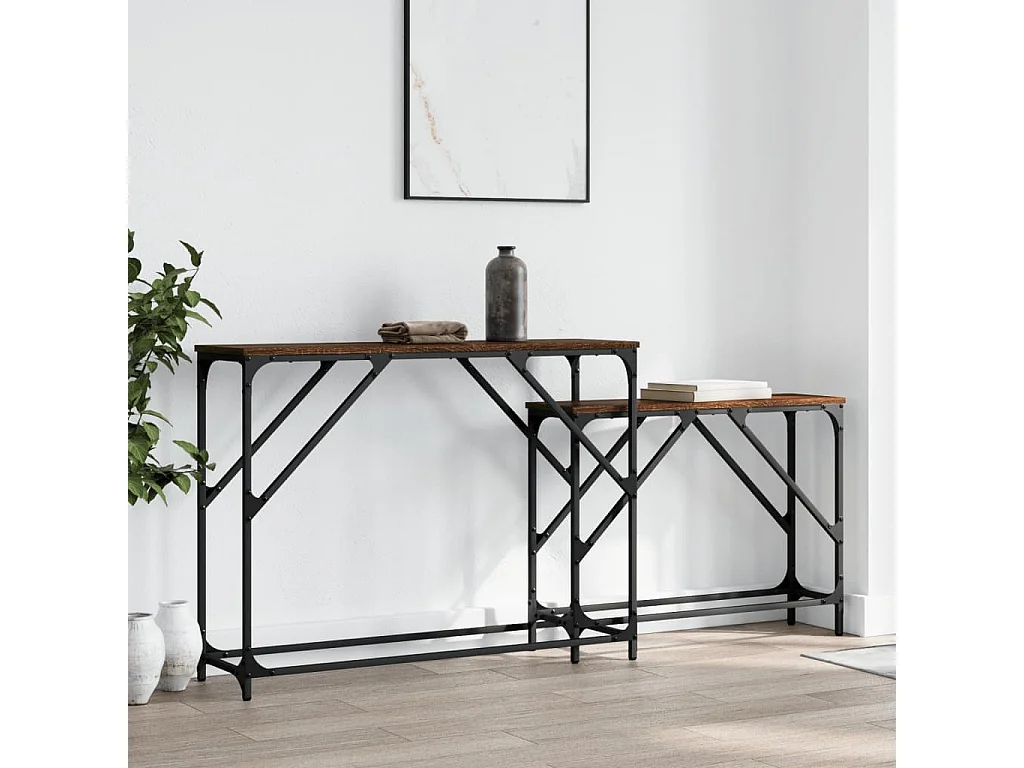 Tables console gigognes 2 pcs chêne marron bois d'ingénierie