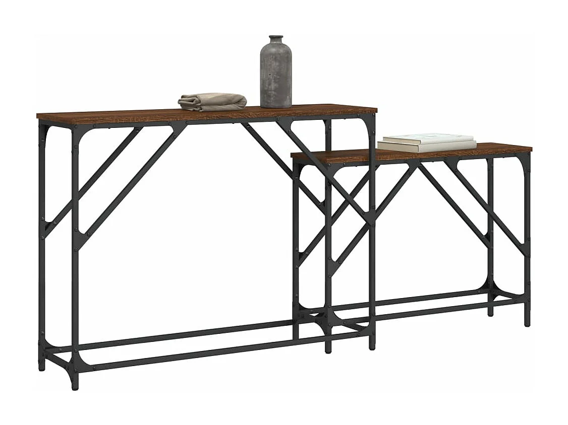 Tables console gigognes 2 pcs chêne marron bois d'ingénierie