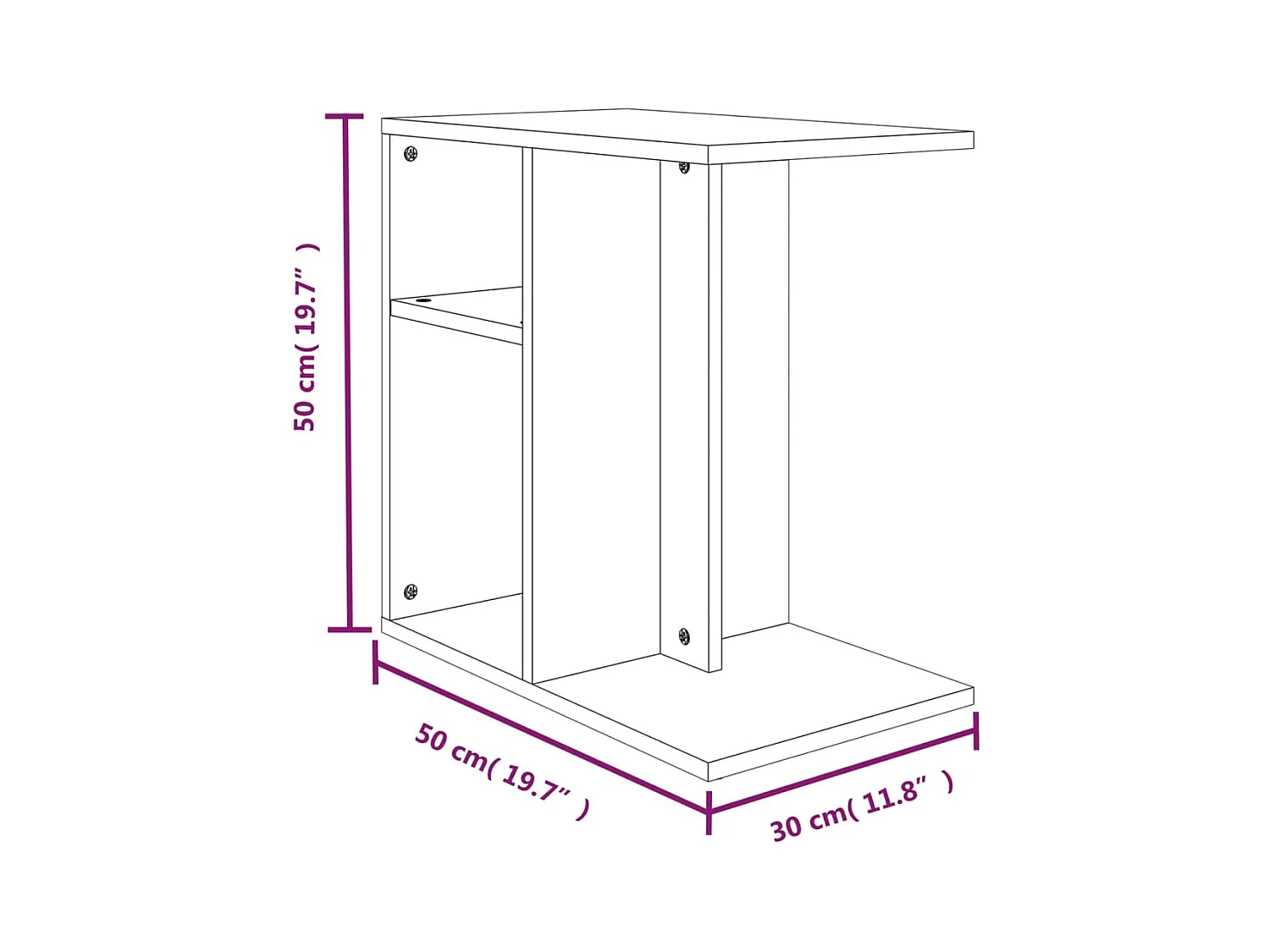 Table d'appoint Sonoma gris 50x30x50 cm Bois d'ingénierie