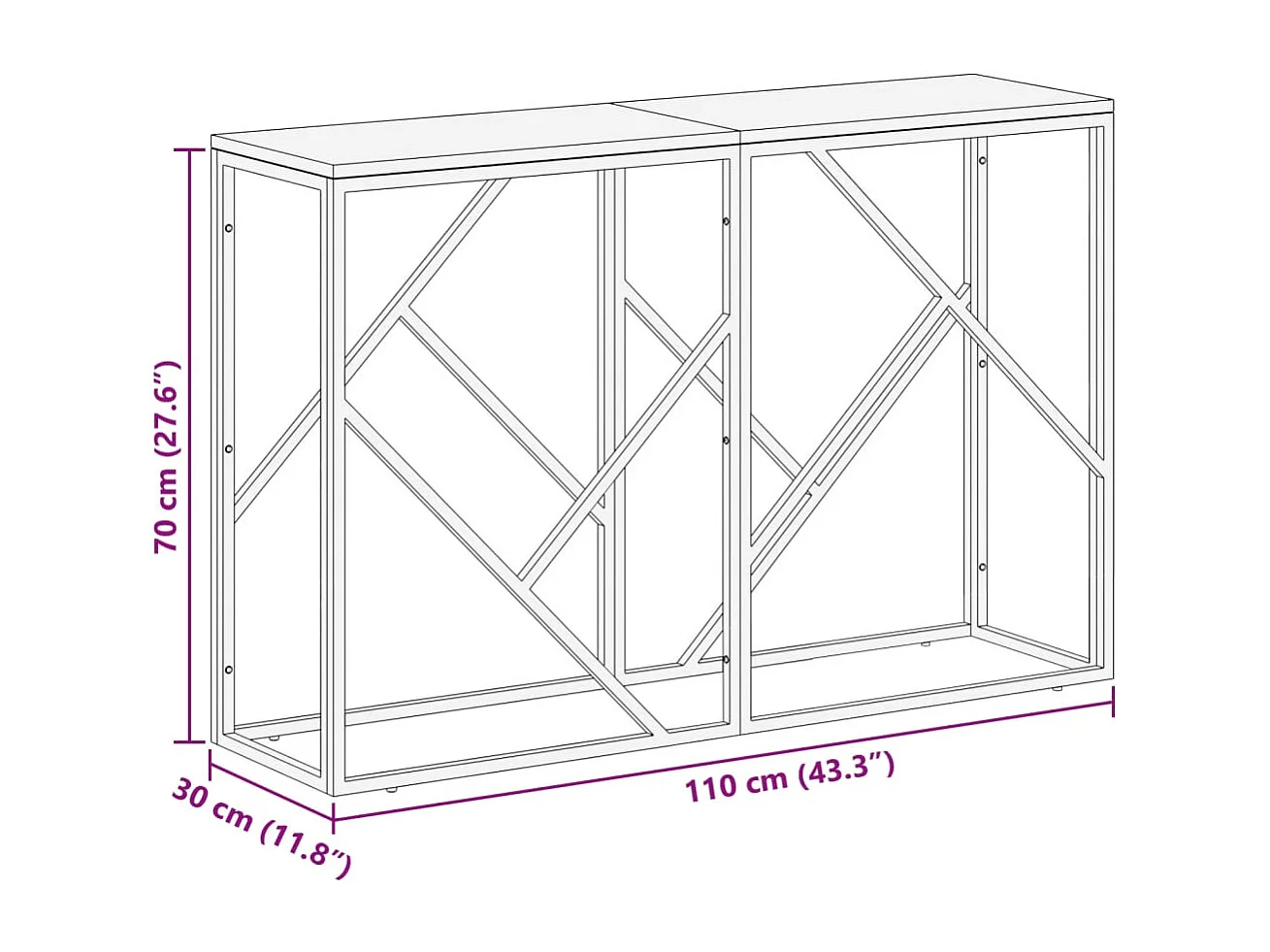 Consoletafel zilver roestvrij staal/massief hergebruikt hout