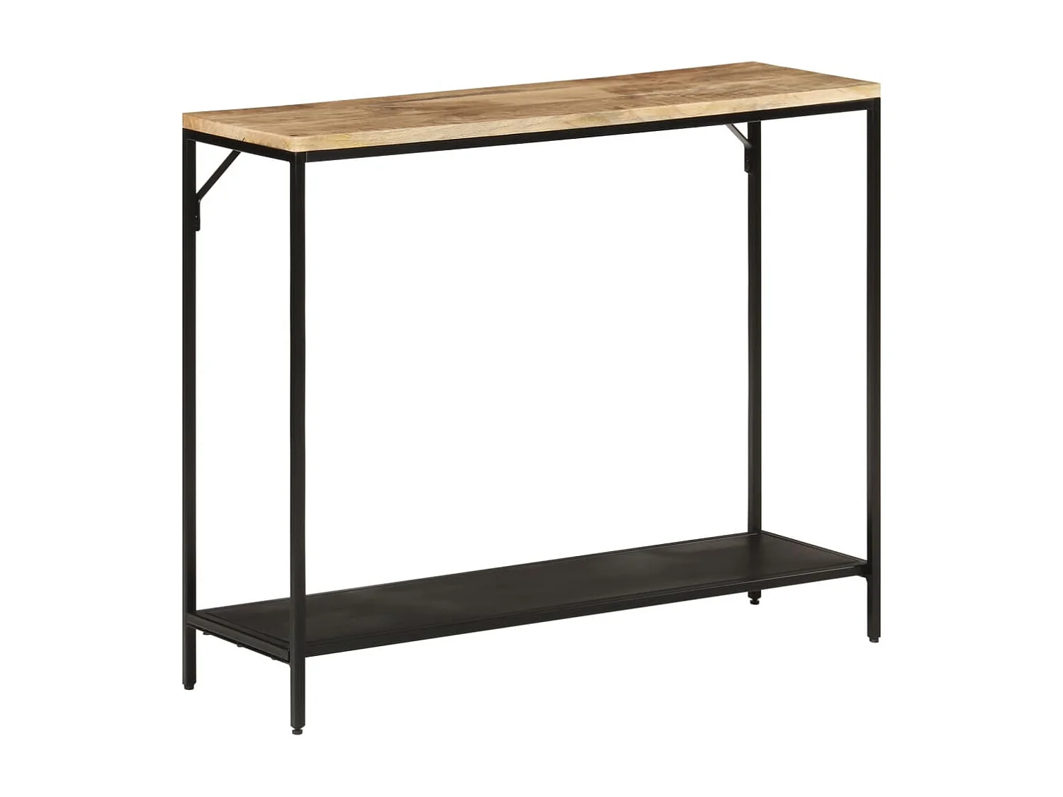 Table console 90x30x75 cm bois de manguier massif brut et fer