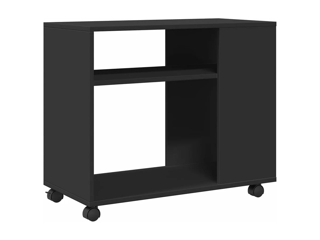 Bijzettafel met wielen zwart 70x35x60 cm parket