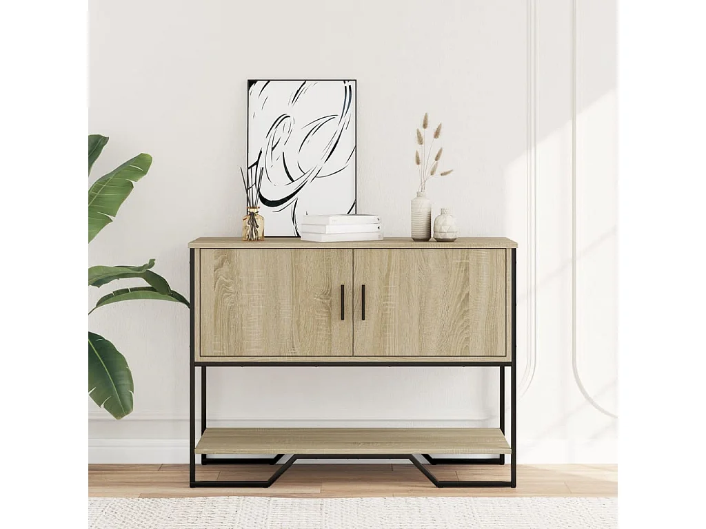 Table console chêne sonoma 100x35x74,5 cm bois d'ingénierie