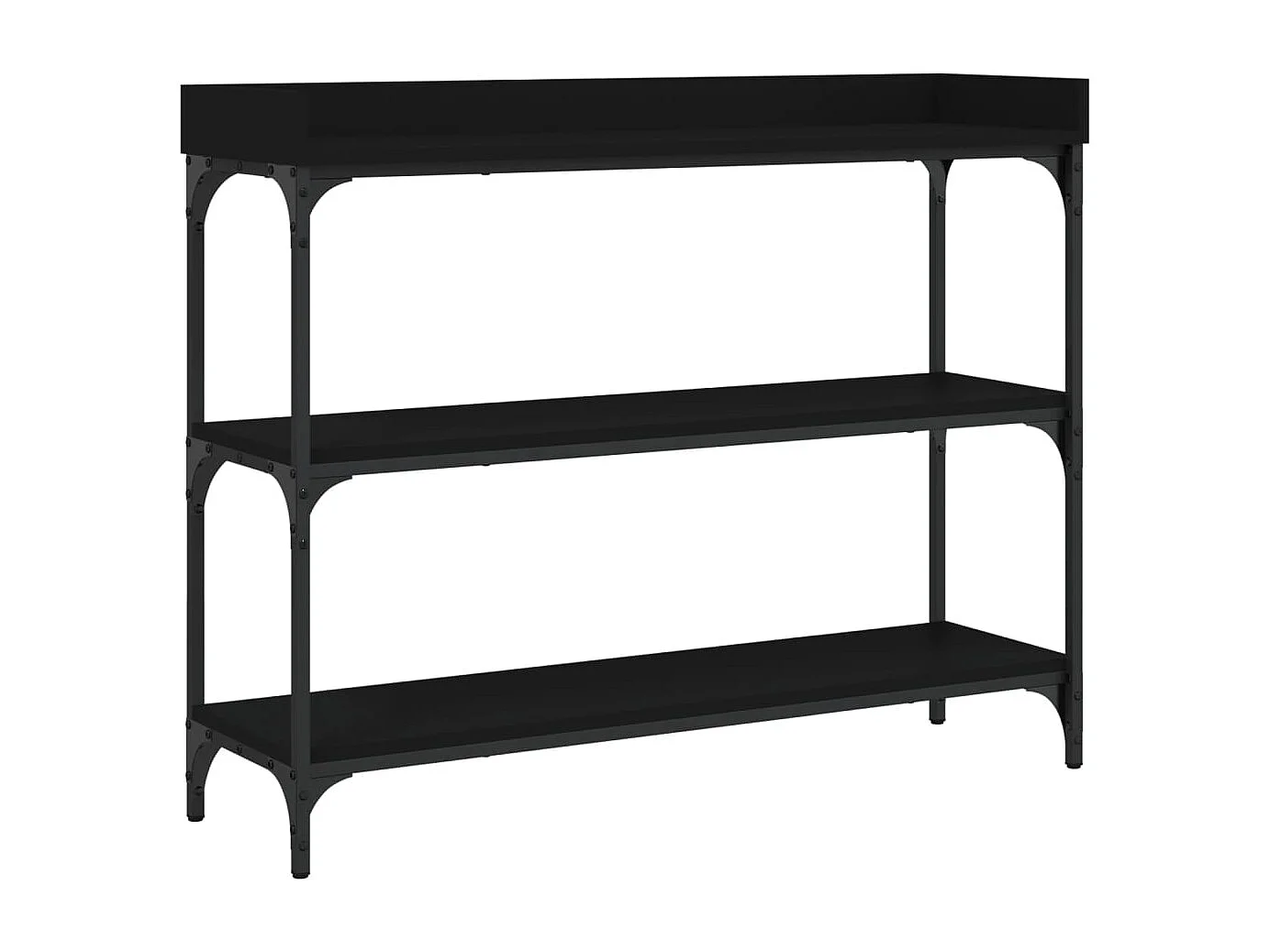 Mesa consola com prateleiras pretas 100x30x80 cm