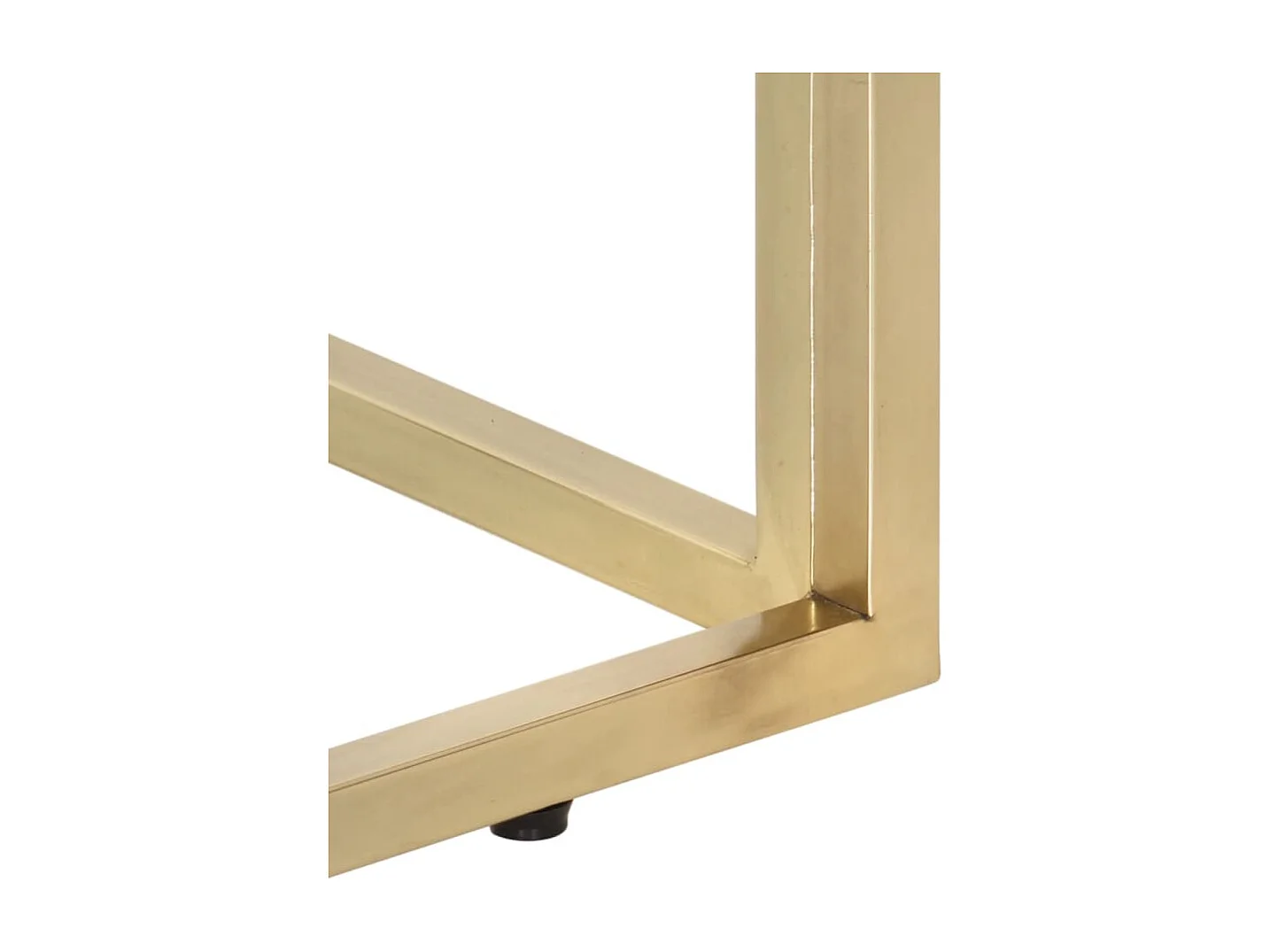 Mesa consola dourada em aço inoxidável e madeira maciça de lariço