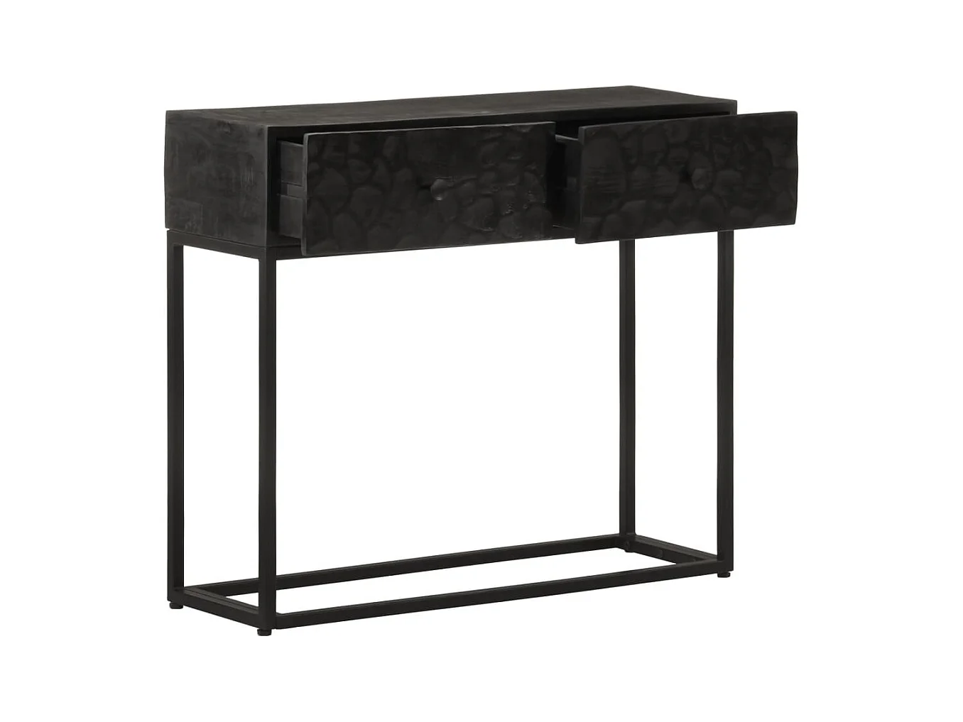 Zwarte consoletafel 90x30x76 cm massief mangohout en ijzer