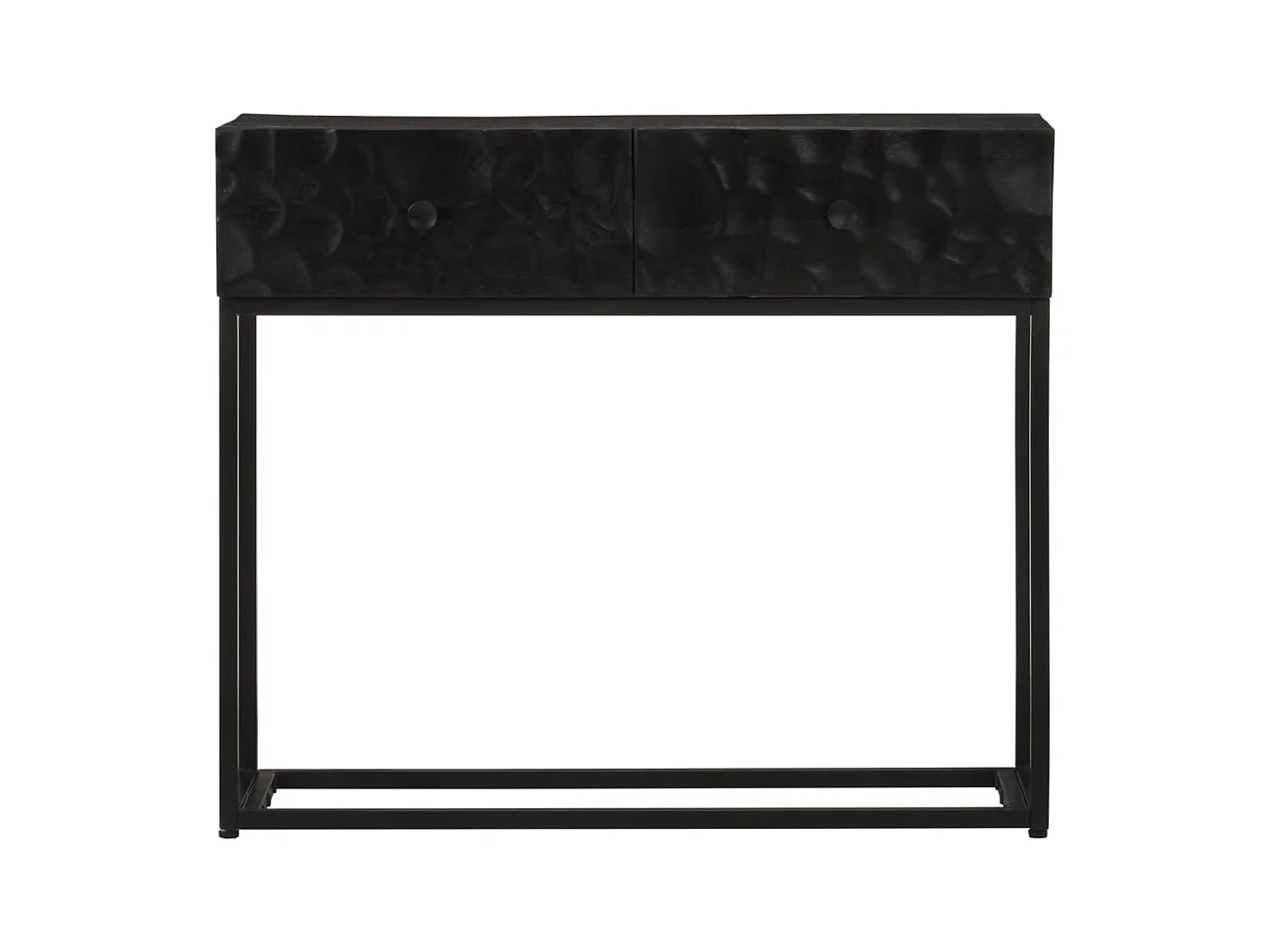 Zwarte consoletafel 90x30x76 cm massief mangohout en ijzer