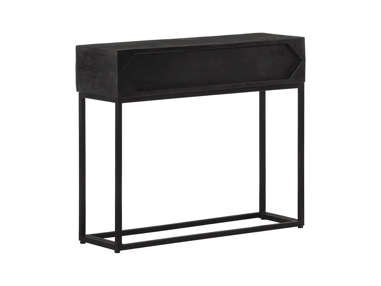 Zwarte consoletafel 90x30x76 cm massief mangohout en ijzer