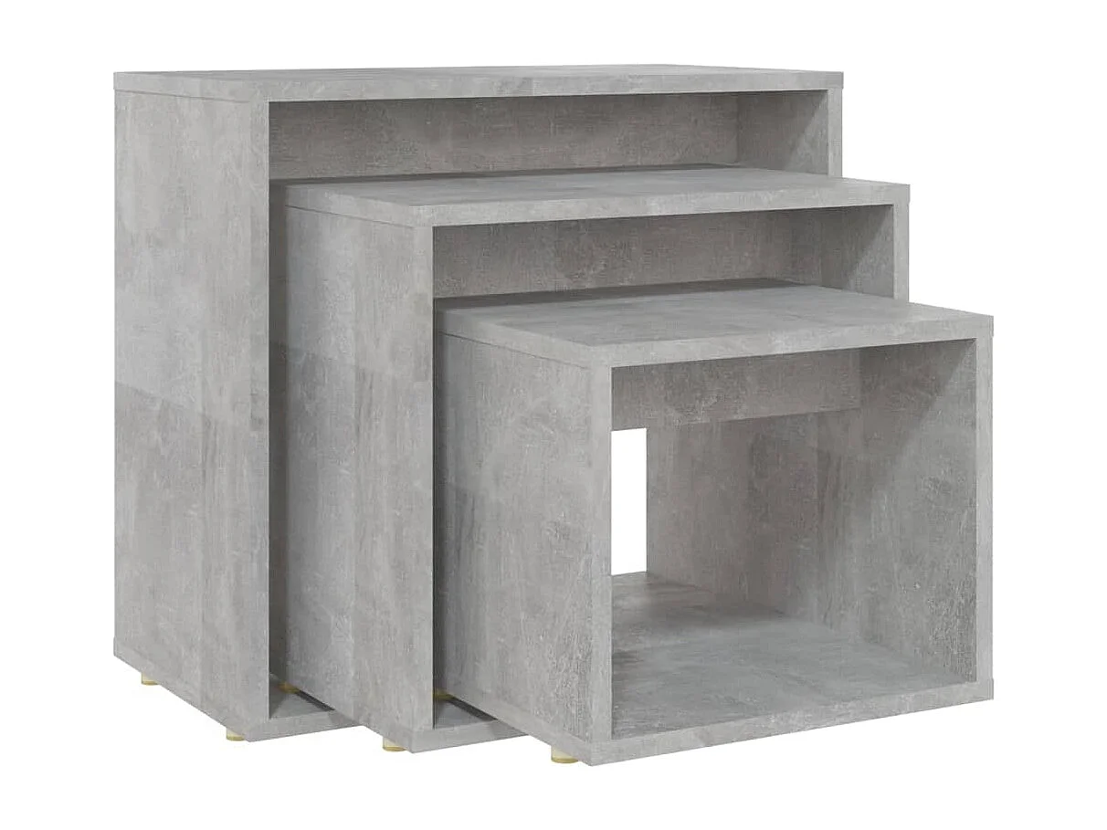 Tables gigognes 3 pcs Gris béton Aggloméré