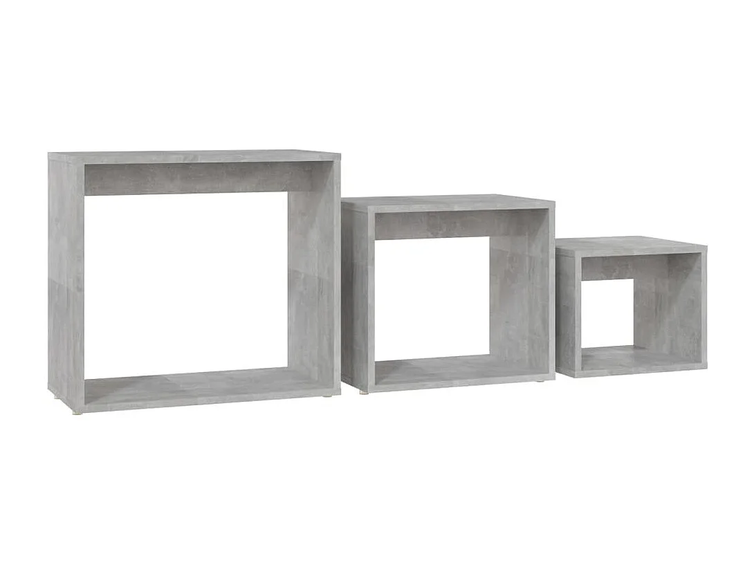 Tables gigognes 3 pcs Gris béton Aggloméré