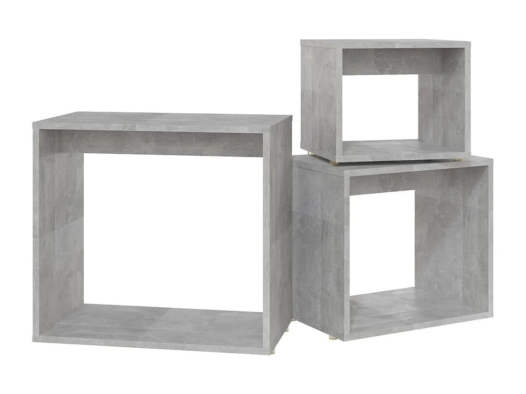 Tables gigognes 3 pcs Gris béton Aggloméré