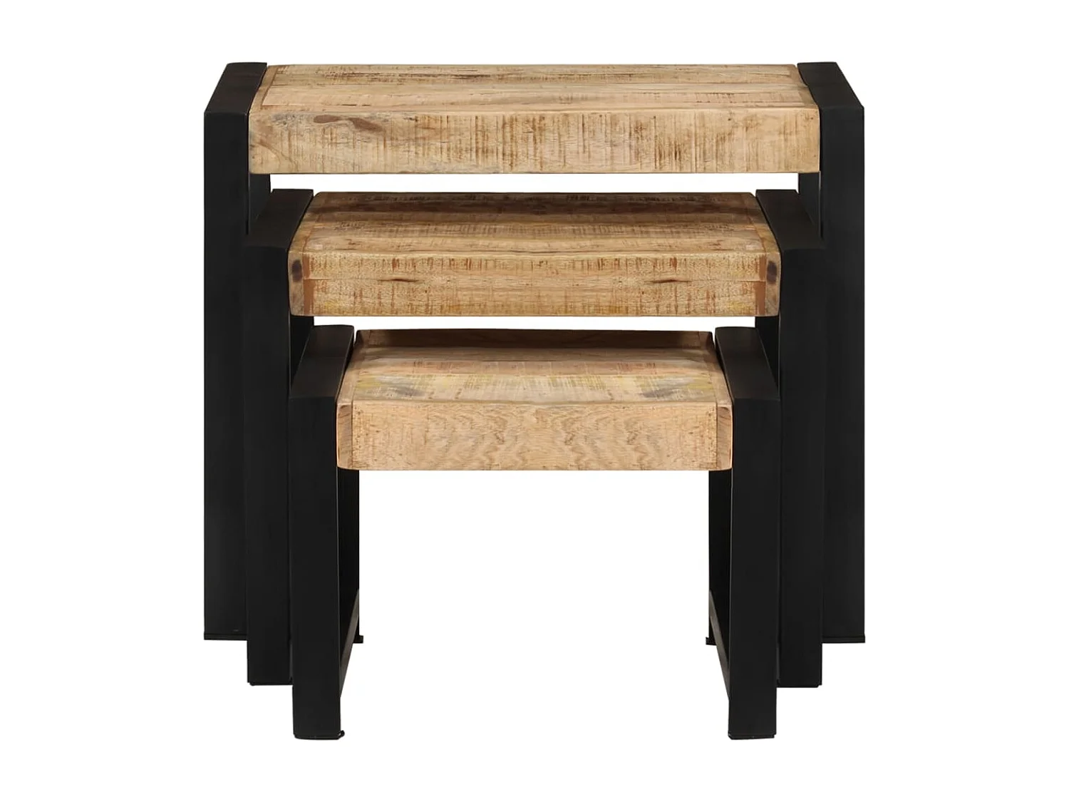 Tavolini impilabili 3 pz. Legno massello di mango