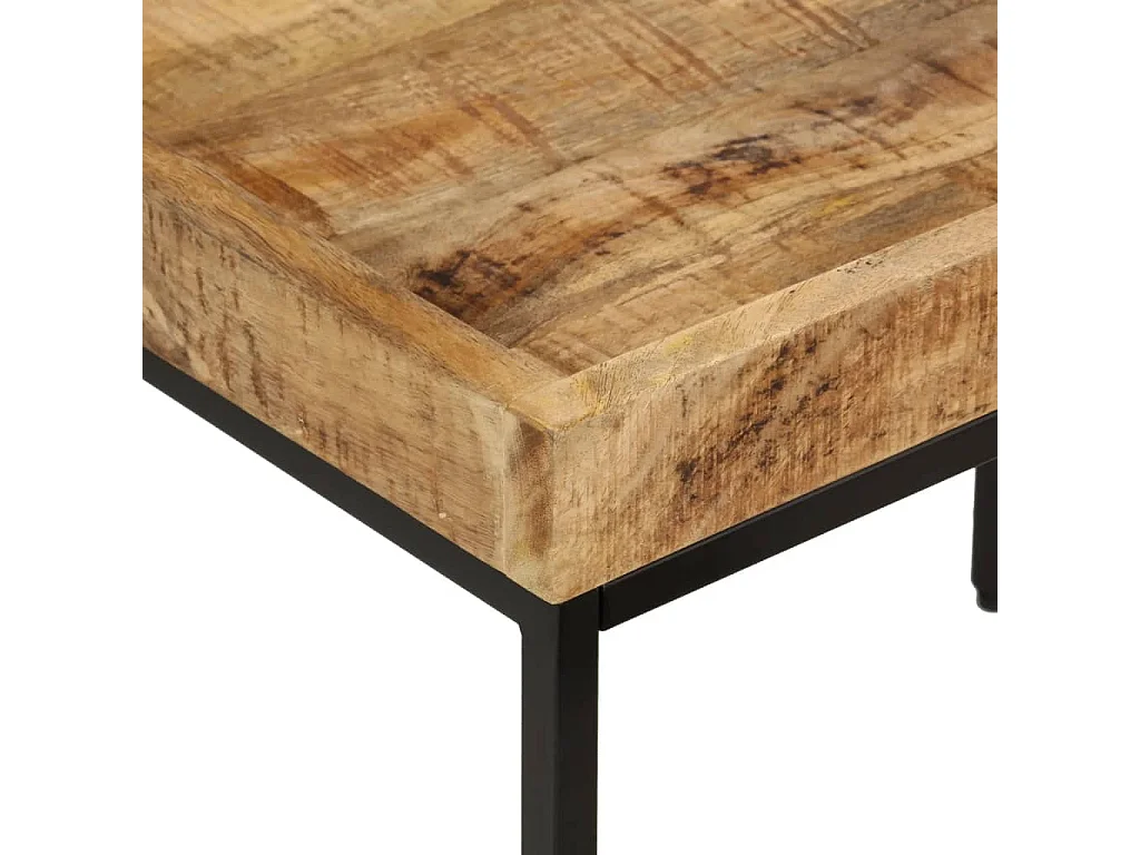 Tables basses gigognes 3pcs bois de manguier massif brut et fer