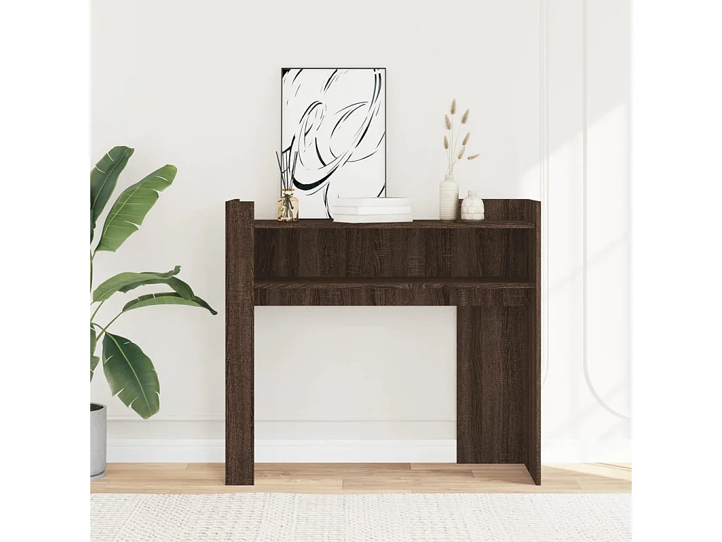 Table console chêne marron 100x35x90 cm bois d'ingénierie