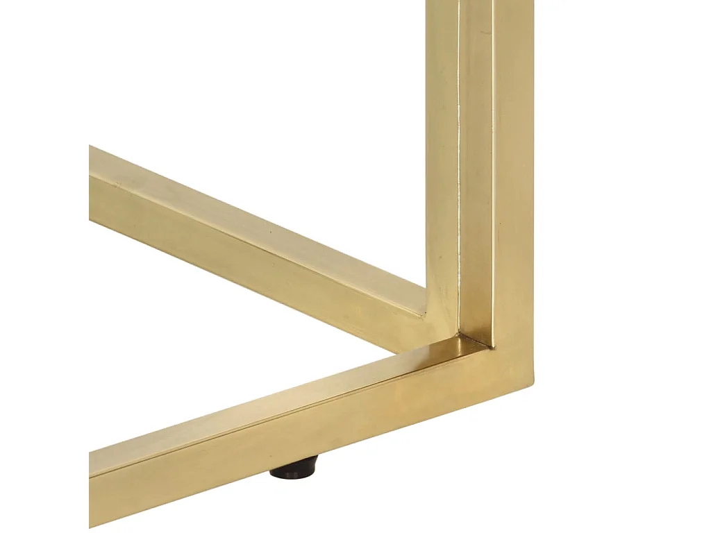 Gouden consoletafel in roestvrij staal en massief larikshout