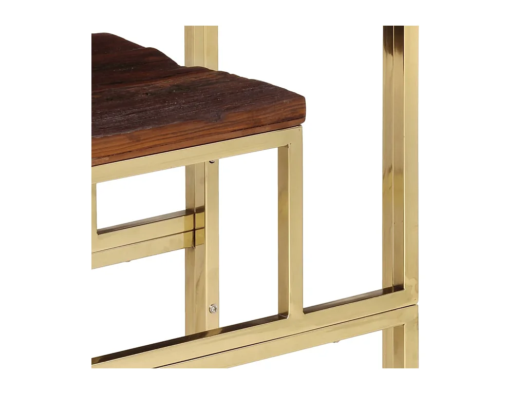 Gouden consoletafel in roestvrij staal en massief larikshout