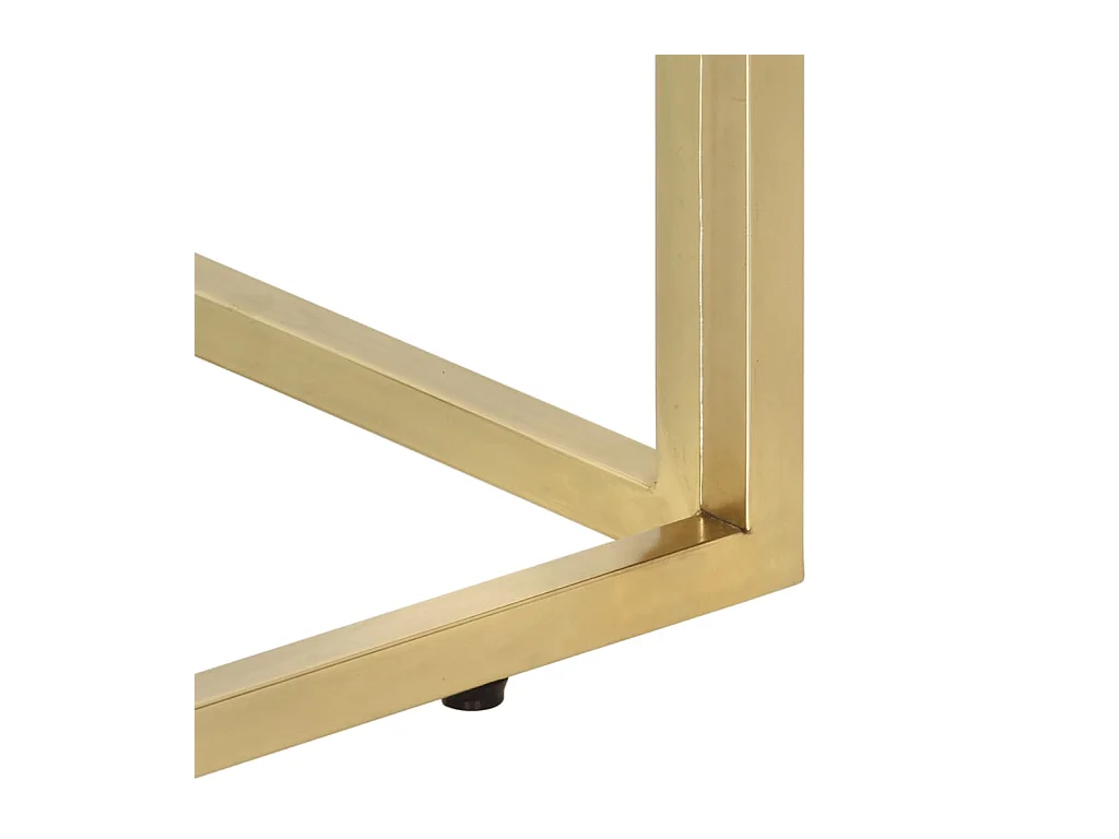 Gouden consoletafel in roestvrij staal en massief larikshout